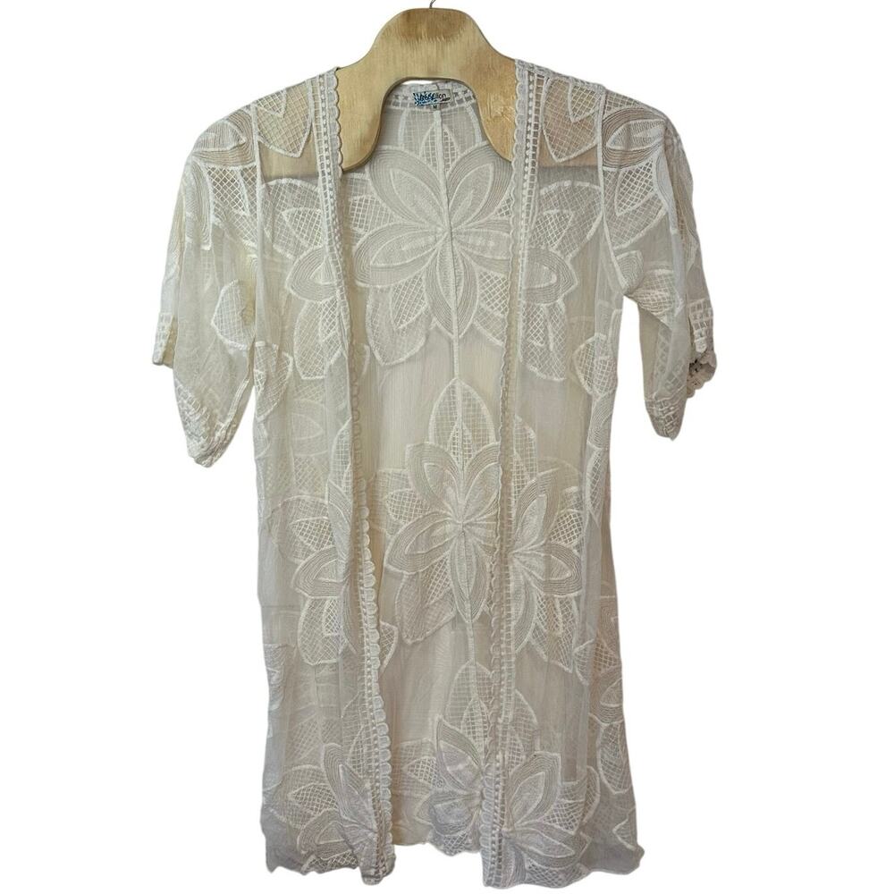 Rebellion Again Women’s Kimono Swim Cover Up Size M White‎ Boho Festival Fairy